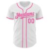 Custom White Pink Authentic Baseball Jersey