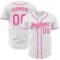 Custom White Pink Authentic Baseball Jersey
