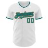 Custom White Teal Black-Old Gold Authentic Baseball Jersey