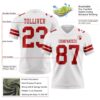 Custom White Red Authentic Football Jersey