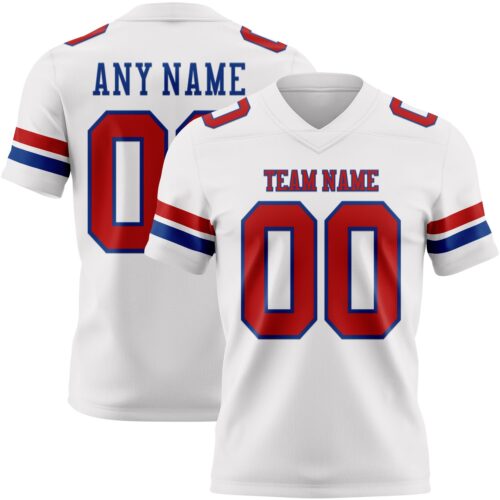 White2265 Custom White Red-Royal Authentic Football Jersey
