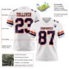 Custom White Navy-Orange Authentic Football Jersey