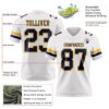 Custom White Navy-Gold Authentic Football Jersey