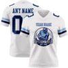 Custom White Navy-Light Blue Authentic Football Jersey