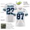 White2274-2 Custom White Navy-Teal Authentic Football Jersey