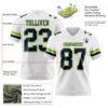 Custom White Navy-Neon Green Authentic Football Jersey