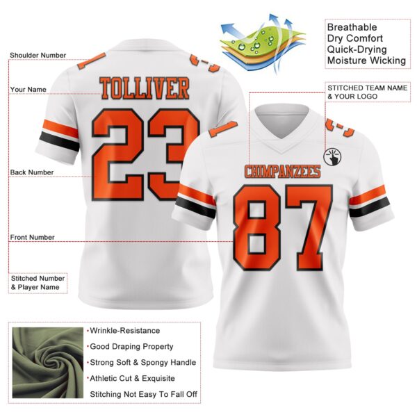 Custom White Orange-Black Authentic Football Jersey
