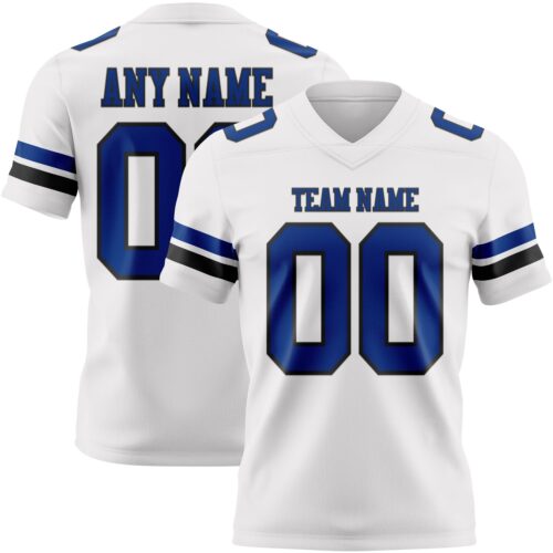 White2280 Custom White Royal-Black Authentic Football Jersey
