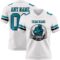 White2288-1 Custom White Teal-Black Authentic Football Jersey