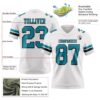 Custom White Teal-Black Authentic Football Jersey