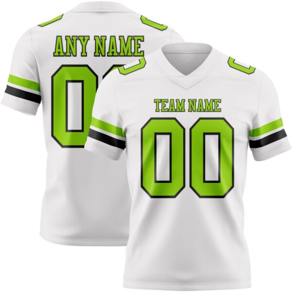 Custom White Neon Green-Black Authentic Football Jersey