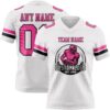 Custom White Pink-Black Authentic Football Jersey