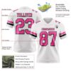 Custom White Pink-Black Authentic Football Jersey