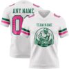 White2294-1 Custom White Pink-Kelly Green Authentic Football Jersey