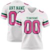 White2294 Custom White Pink-Kelly Green Authentic Football Jersey