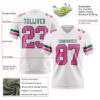 White2294-2 Custom White Pink-Kelly Green Authentic Football Jersey