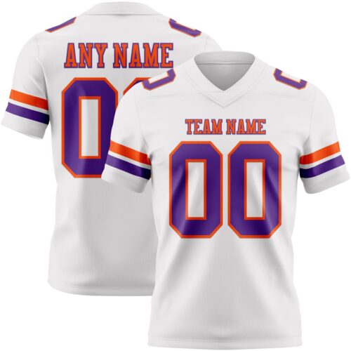 White2300 Custom White Purple-Orange Authentic Football Jersey