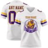 Custom White Purple-Gold Authentic Football Jersey