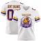 White2301-1 Custom White Purple-Gold Authentic Football Jersey