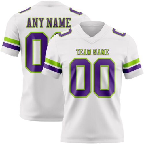 White2304 Custom White Purple-Neon Green Authentic Football Jersey