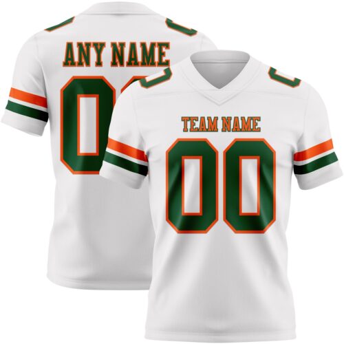 White2306 Custom White Green-Orange Authentic Football Jersey