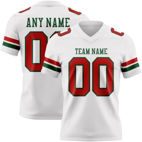 White2308 Custom White Red-Green Authentic Football Jersey