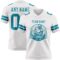 White2319-1 Custom White Teal Authentic Football Jersey