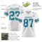 White2319-2 Custom White Teal Authentic Football Jersey