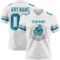 White2320-1 Custom White Teal-Gray Authentic Football Jersey