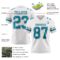White2320-2 Custom White Teal-Gray Authentic Football Jersey