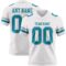 White2320 Custom White Teal-Gray Authentic Football Jersey
