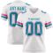 White2321 Custom White Teal-Pink Authentic Football Jersey
