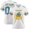 White2324-1 Custom White Powder Blue-Gold Authentic Football Jersey