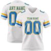 Custom White Powder Blue-Gold Authentic Football Jersey