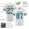White2324-2 Custom White Powder Blue-Gold Authentic Football Jersey