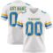 White2324 Custom White Powder Blue-Gold Authentic Football Jersey
