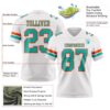 Custom White Aqua-Orange Authentic Football Jersey