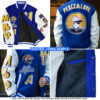 Custom White Crimson-Gold Bomber Full-Snap Varsity Letterman Two Tone Jacket