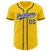 Custom Yellow Navy-White Authentic Baseball Jersey