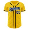 Custom Yellow Navy-Light Blue Authentic Baseball Jersey