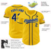 Custom Yellow Navy-Light Blue Authentic Baseball Jersey