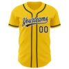 Custom Yellow Black-White Authentic Baseball Jersey