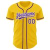 Custom Yellow Purple-White Authentic Baseball Jersey