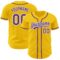 Custom Yellow Purple-White Authentic Baseball Jersey