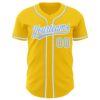 Custom Yellow Light Blue-White Authentic Baseball Jersey