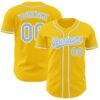 Custom Yellow Light Blue-White Authentic Baseball Jersey