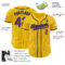 Custom Yellow Purple Pinstripe Black Authentic Baseball Jersey