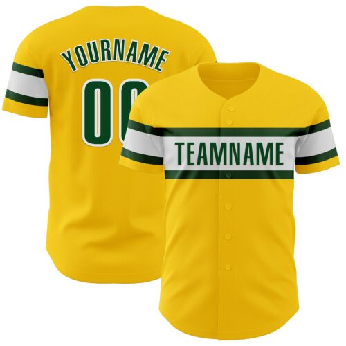 Yellow0041 Custom Yellow Green-White Authentic Baseball Jersey