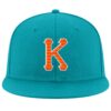 Custom Aqua Orange-White Stitched Adjustable Snapback Hat