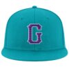 Custom Aqua Purple-White Stitched Adjustable Snapback Hat